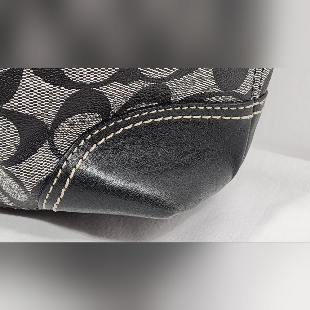 Coach Heritage Signature Chelsea Stripe Tote No. J0973-F14477 Gray Black Blue - Picture 6 of 16